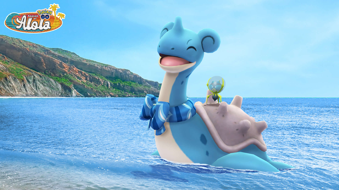 Le Festival Aquatique de Pokémon Go, avec Lokhlass, Araqua, Tarenbulle et Opermine shiny