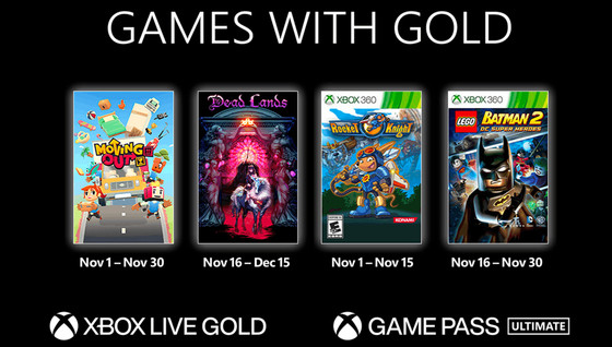 Les jeux gratuits de novembre du Xbox Games with Gold annoncés !