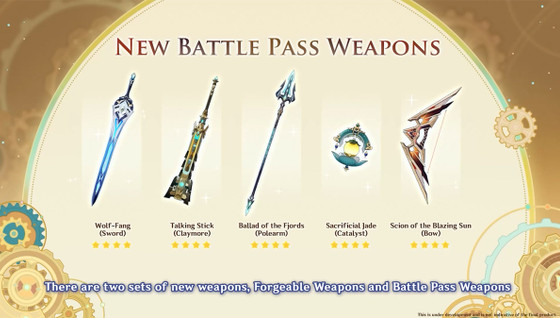Les nouvelles armes au patch 4.0 de Genshin Impact