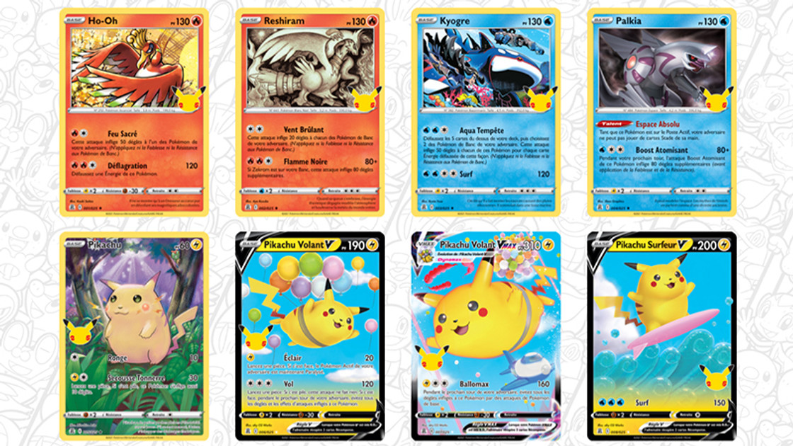 Célébrations Pokémon, liste des cartes et coffrets pour les 25 ans