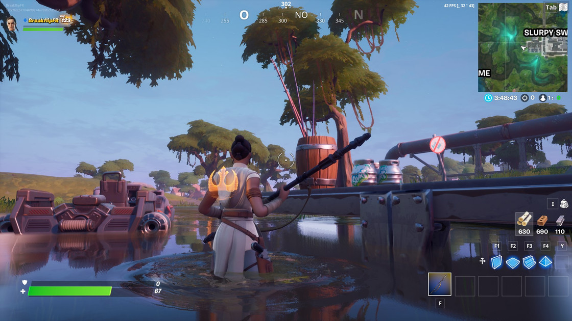 Fortnite : Attraper un poisson à Slurpy Swamp, défi Domination locale