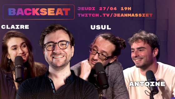 Usul, Claire Lejeune et Antoine Bristielle seront les invités de Backseat avec Jean Massiet