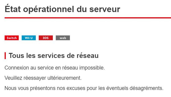 Plus de connexion sur Nintendo Switch