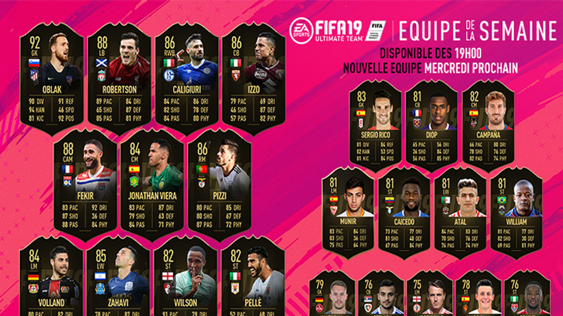 FIFA 19 : TOTW, l'équipe de la semaine 33 – FUT