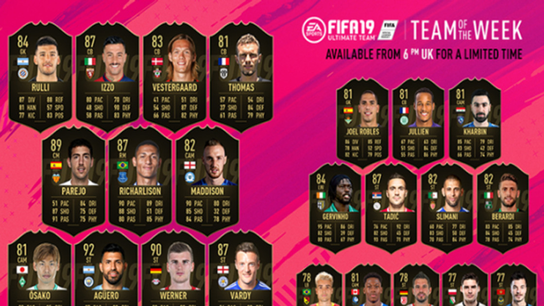 FIFA 19 : TOTW, l'équipe de la semaine 45 – FUT