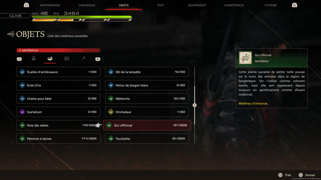 Gui Officinal FF16, où trouver ce matériau dans Final Fantasy XVI ?