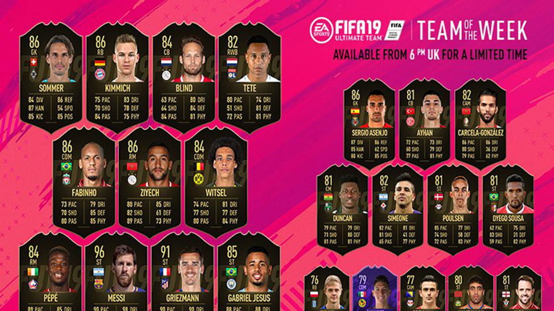 FIFA 19 : TOTW, l'équipe de la semaine 14 – FUT