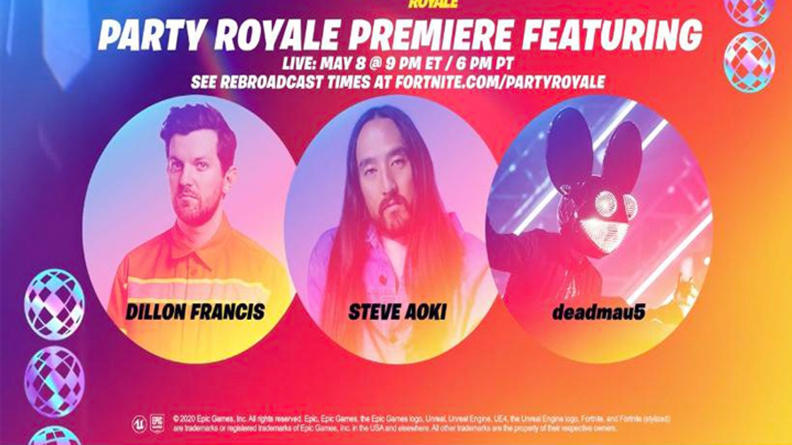 Fortnite : Concert de Dillon Francis, Steve Aoki et Deadmau5 en Party Royale