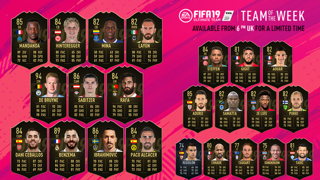 FIFA 19 : TOTW, l'équipe de la semaine 43 – FUT