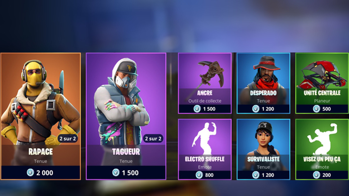 Boutique Fortnite 18 juillet