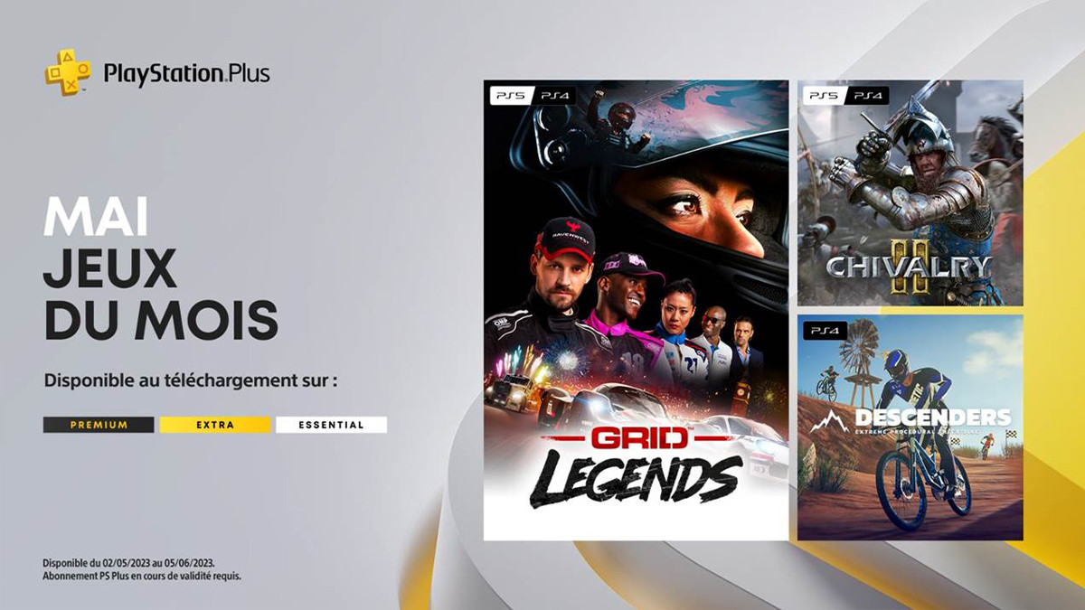 Découvrez les jeux gratuits PS Plus de mai 2023 : GRID Legends, Chivalry 2 et Descenders