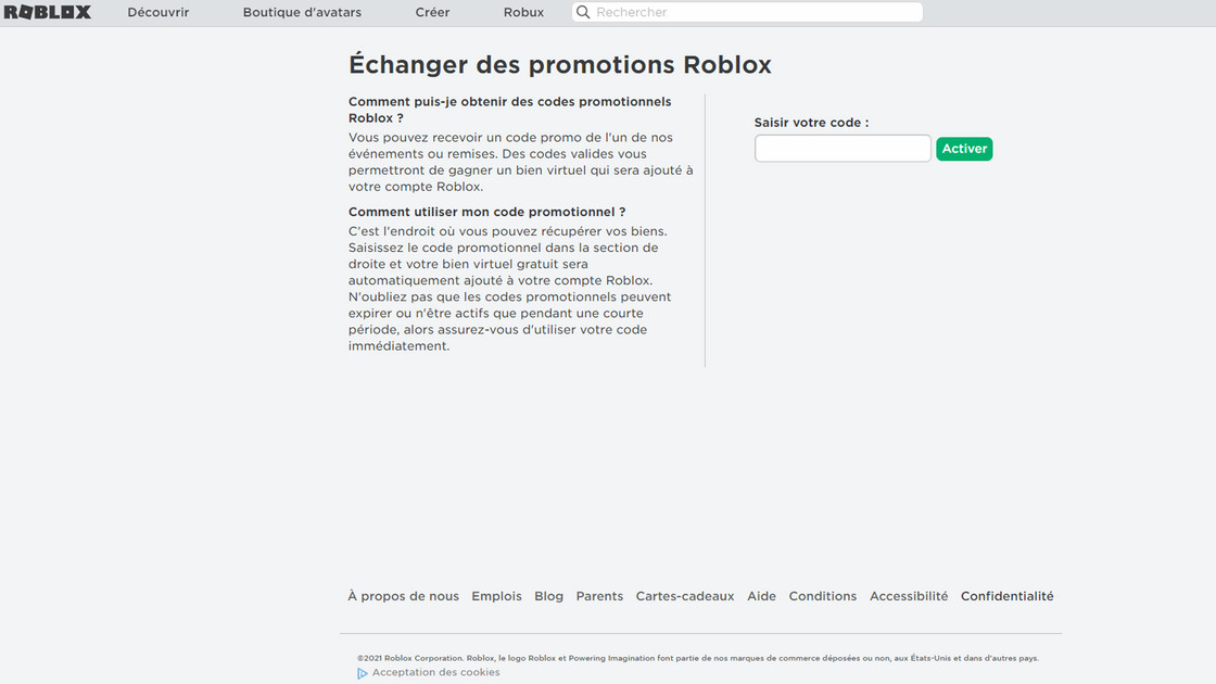 Code promo Roblox, comment activer ?