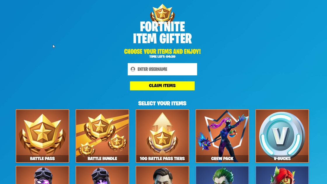 Fortnite Item Gifter, infos sur un site à éviter