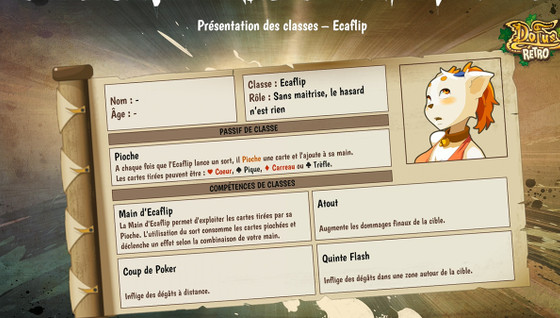 Ecaflip sur Dofus Retro Temporis 2 : Parchomancia : rôle, passif, sorts, toutes les infos