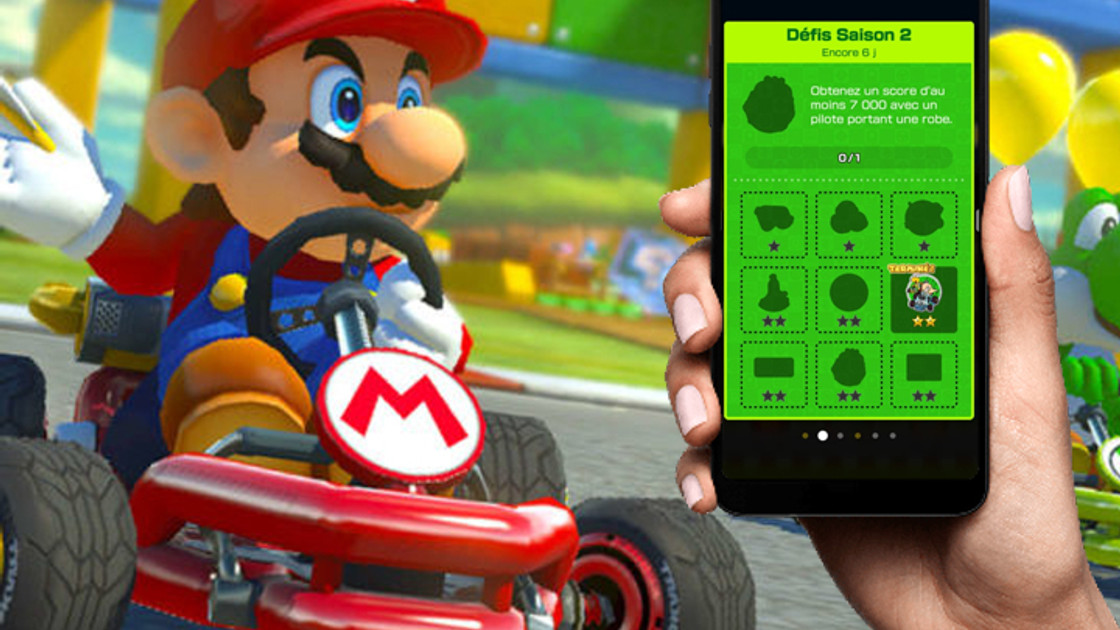 Mario Kart Tour : Pilote portant une robe, score d'au moins 7000, astuce pour le défi