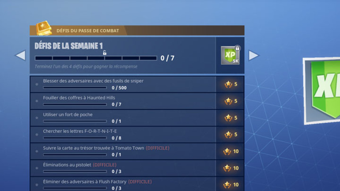 Fortnite : Défi semaine 1, passe de combat Saison 4