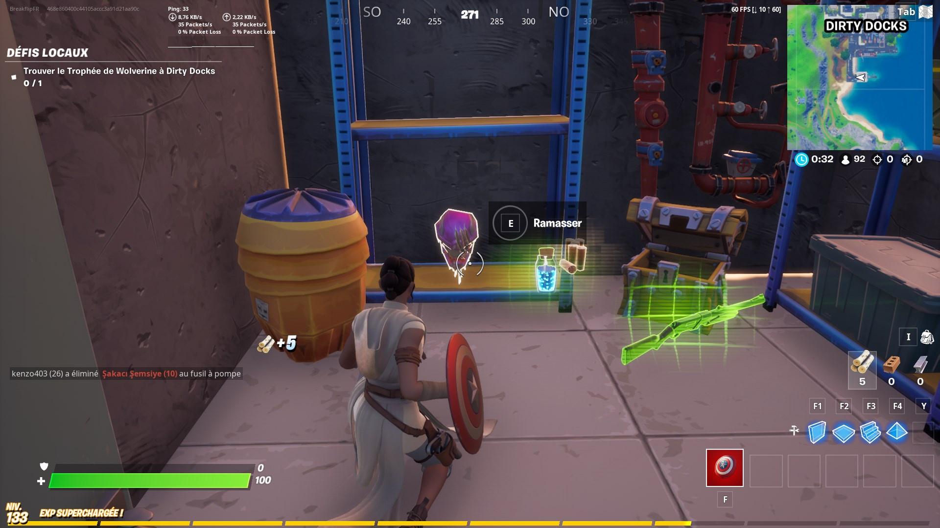 Fortnite Trouver le trophée de Wolverine à Dirty Docks, défi semaine