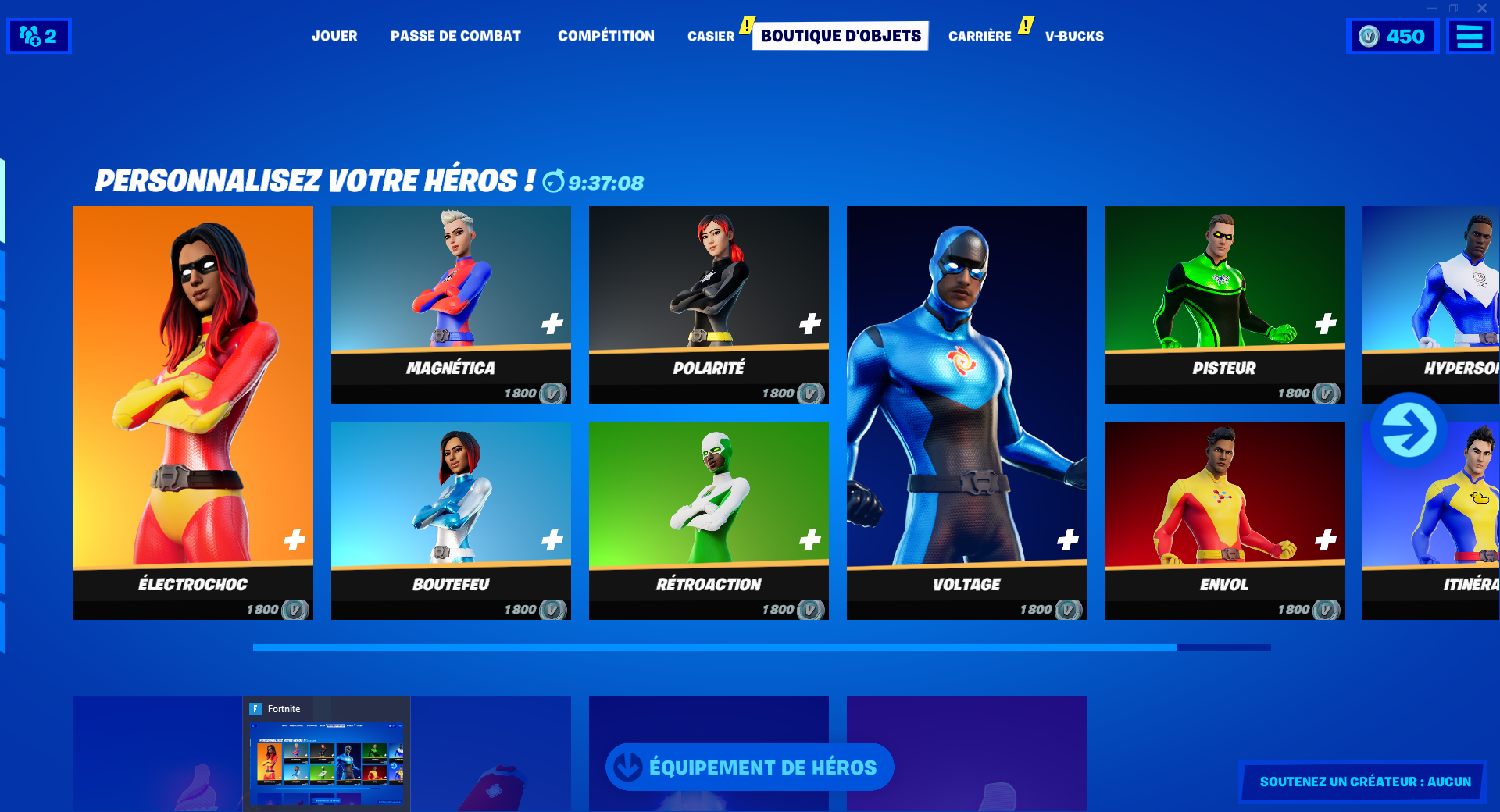 Skins de superhéros Fortnite, de retour dans la boutique d'objets