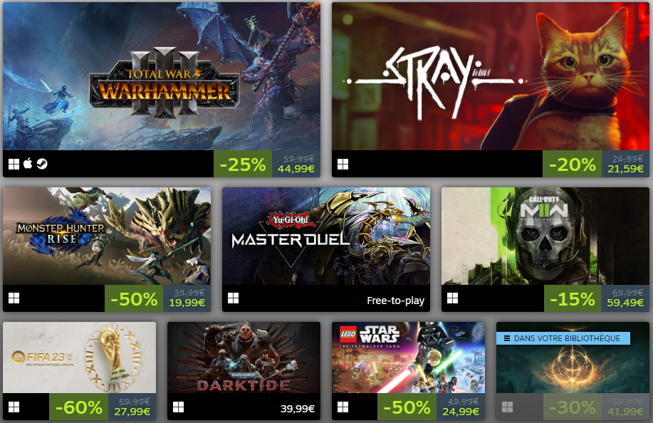 Best of Steam 2022 les meilleures ventes, nouveautés et les jeux les plus joués de l