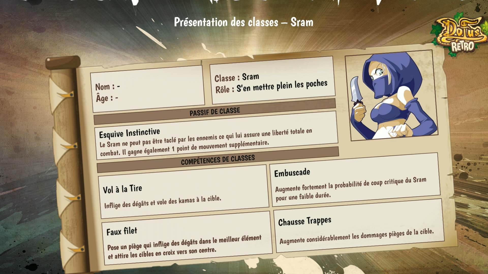 Sram sur Dofus Retro Temporis 2 : Parchomancia : rôle, passif ...