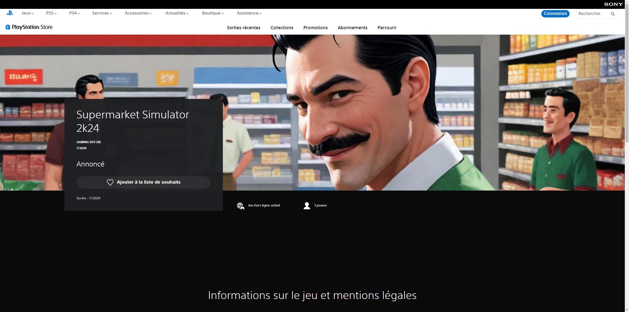 Supermarket Simulator PS5 date de sortie, estce que le jeu est prévu