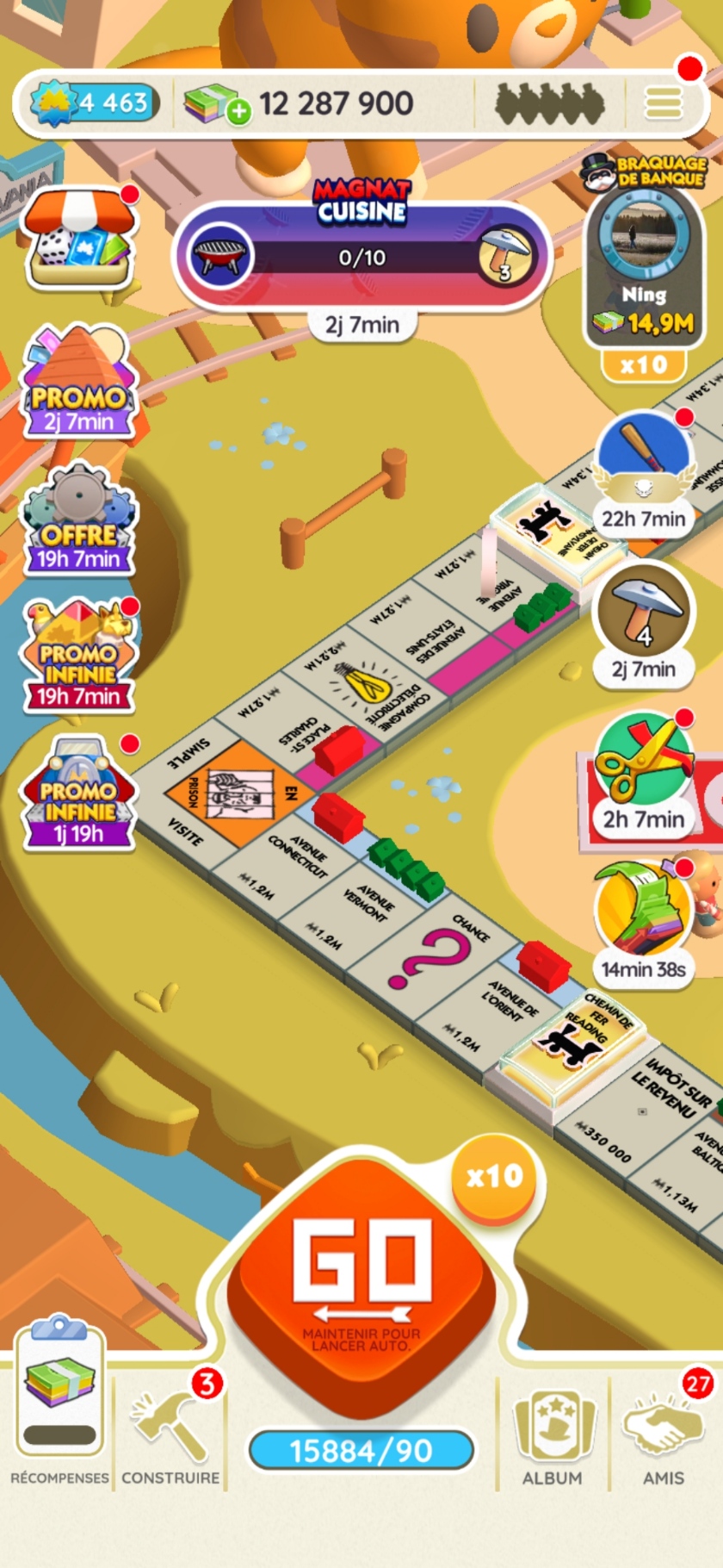 Magnat cuisine Monopoly GO, paliers, et durée pour l