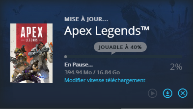 Mise à jour de 16 GO sur Apex !