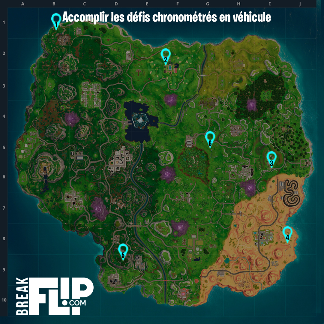 carte fortnite accomplir defis chronometres vehicule semaine 10 - defis de la semaine 10 fortnite