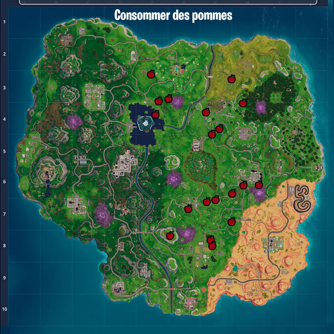 carte fortnite emplacement pomme saison 8 semaine 2 - mission fortnite saison 8