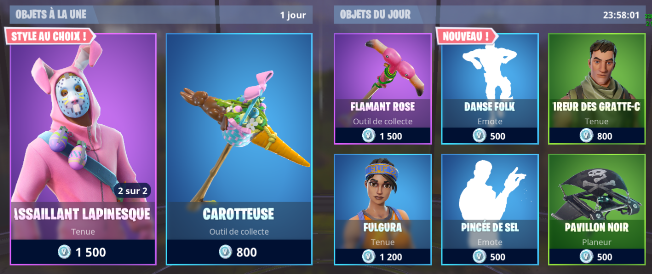 Boutique du jour sur Fortnite