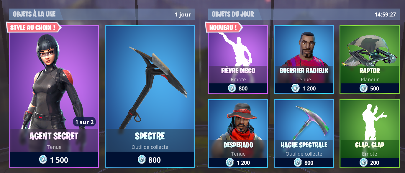 Boutique du jour sur Fortnite