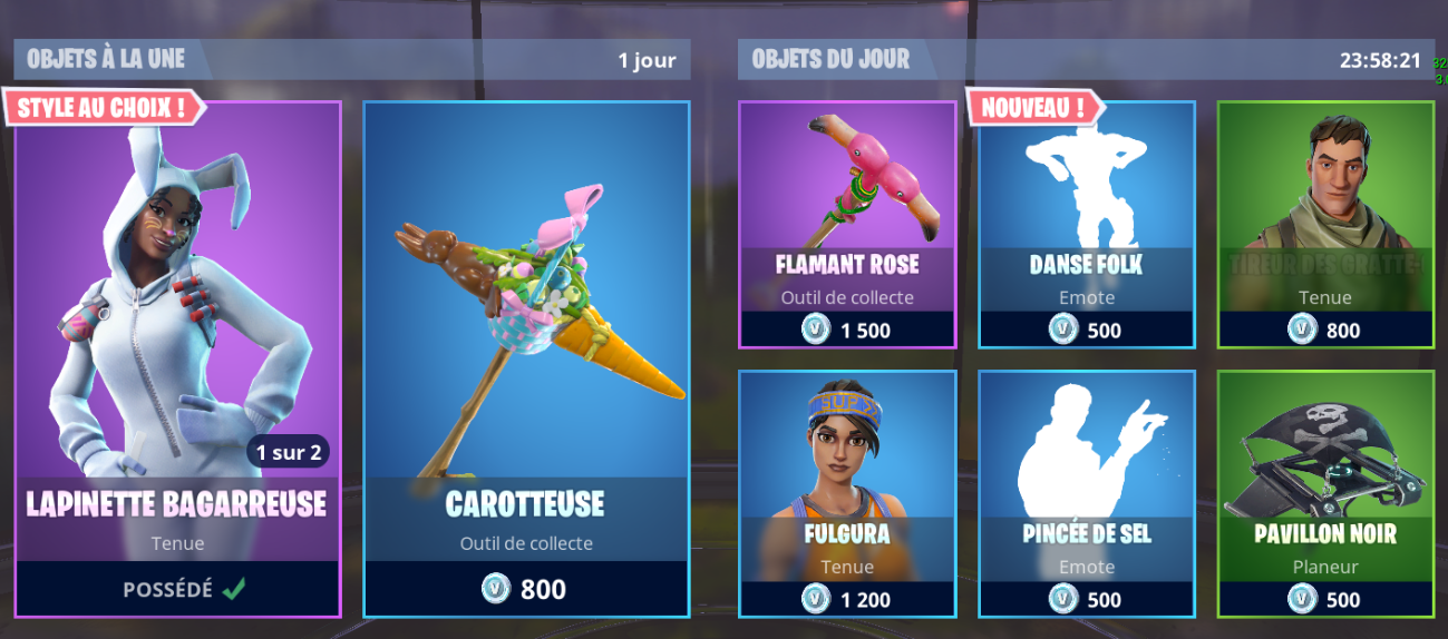 Boutique du jour sur Fortnite