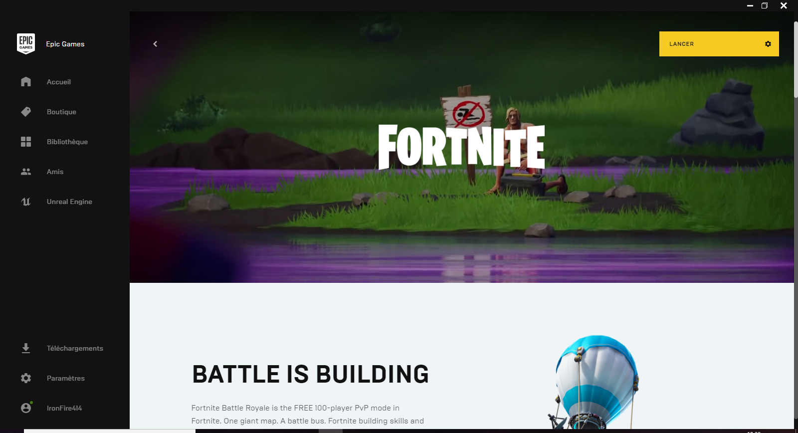 Refonte du launcher de Fortnite