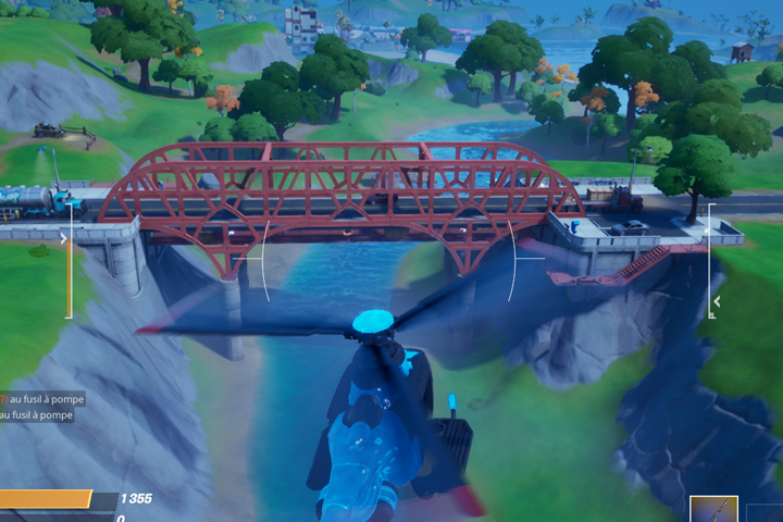 Fortnite Voler Avec Le Choppa Sous Les Ponts En Acier Violet Rouge Et Bleu Defi Semaine 8 Saison 2 Breakflip Actualites Et Guides Sur Les Jeux Video Du Moment