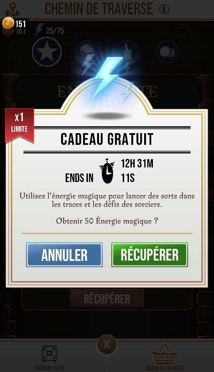 Avoir de l'énergie gratuitement dans Wizard Unite