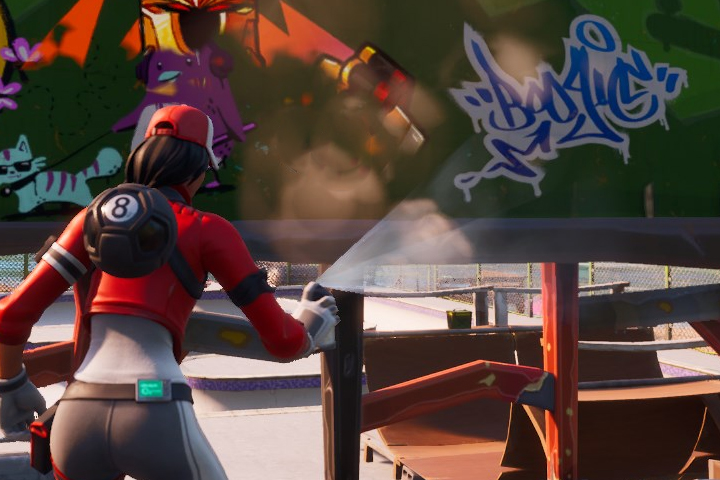 Fortnite : Asperger d'aérosol un pont en acier avec la tenue Camaïeu