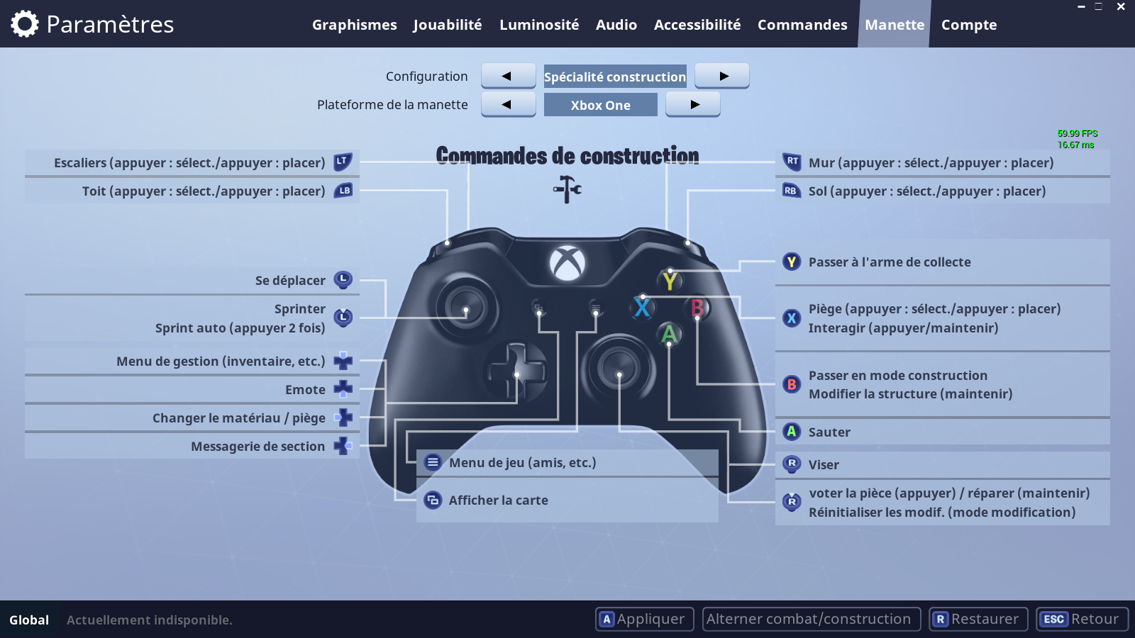 Config manettes pour construire