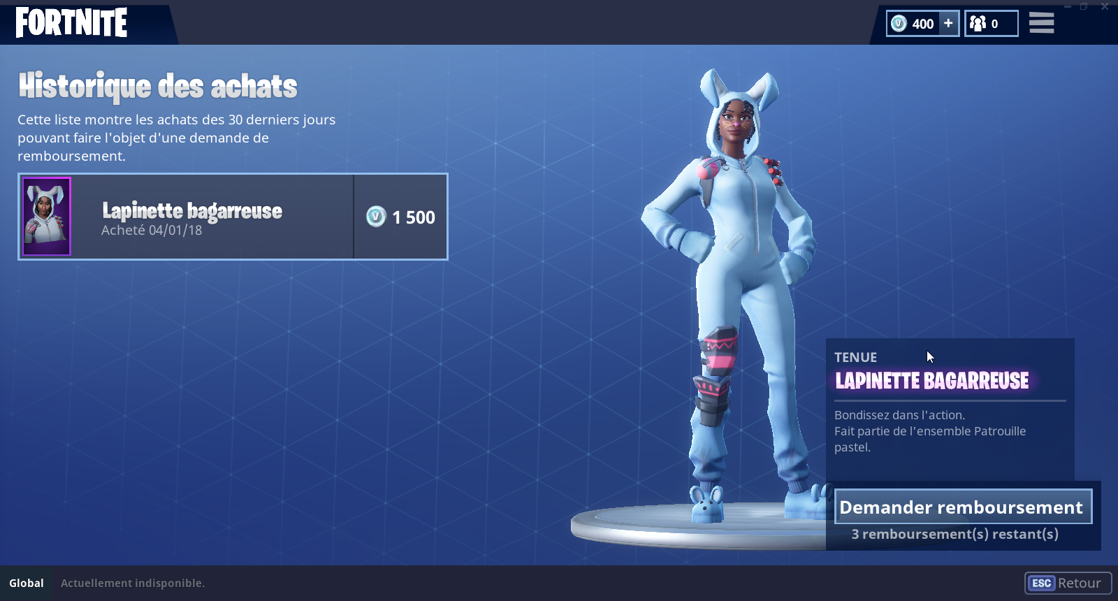 pour y acceder rien de plus simple il suffit d aller dans votre historique des achats qui se trouve en bas a droite de la boutique - histoire saison 4 fortnite