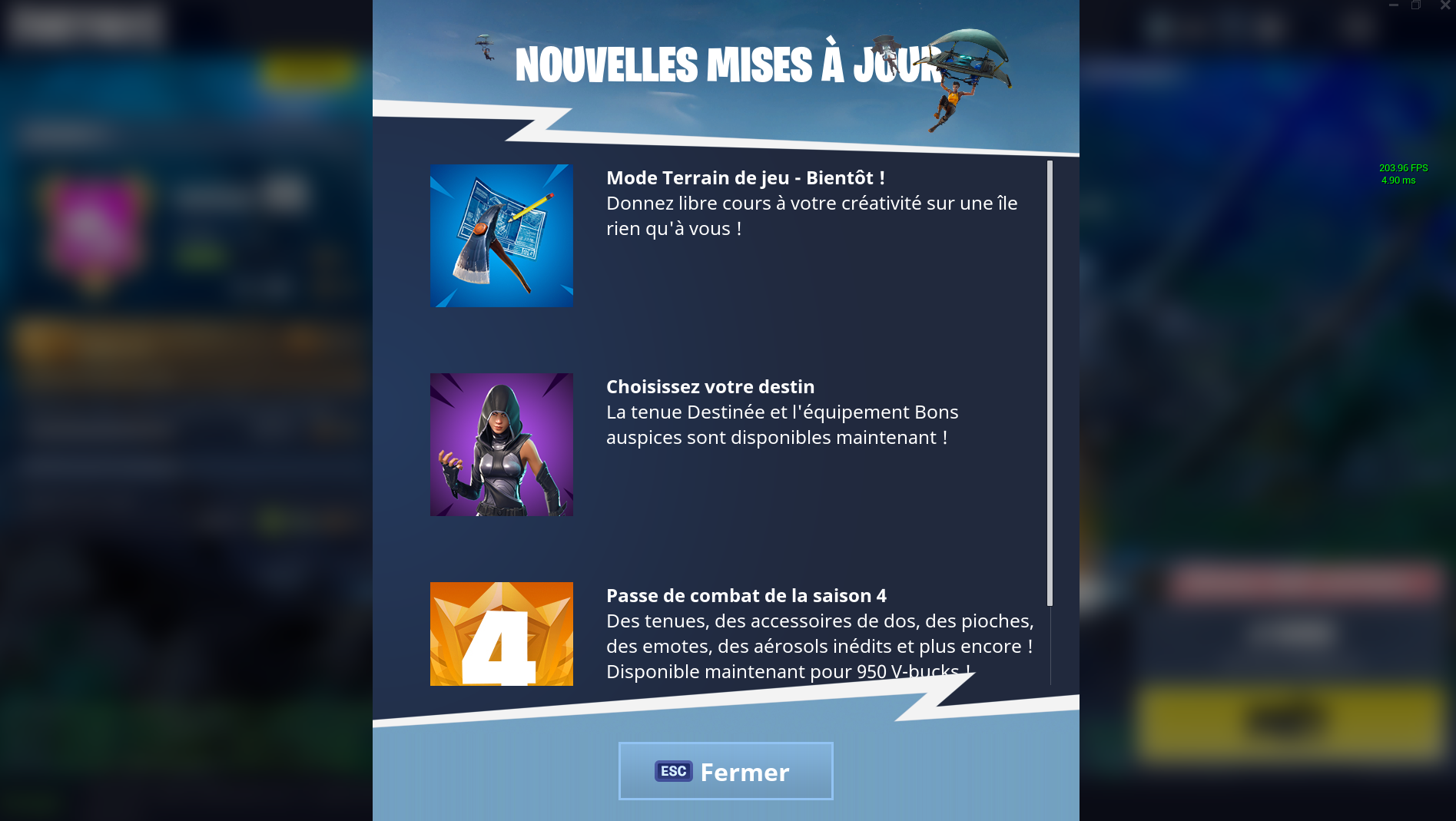 Fortnite terrain de jeu retour