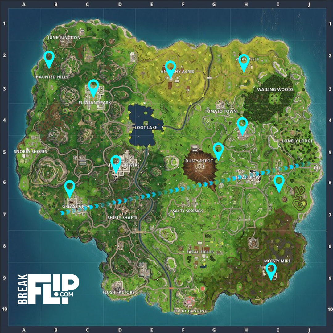 Chercher Les Lettres Fortnite Defi Saison 4 Breakflip Actualite - les curseurs indiquent precisement la lettre il y a plus de curseurs que de lettres choisissez votre spawn