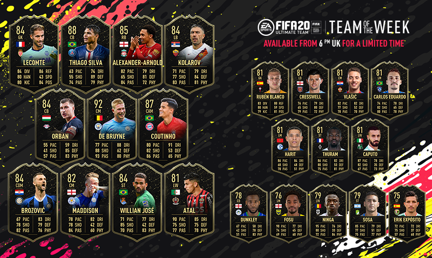 Toutes les TOTW sur FUT 20