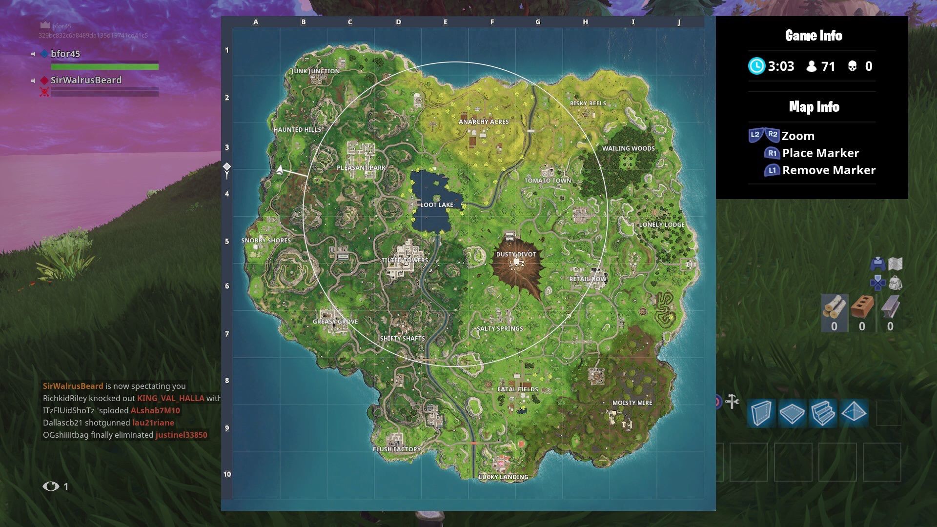 pour la semaine 2 direction a l ouest de la carte entre snobby shores et haunted hills - carte secrete fortnite