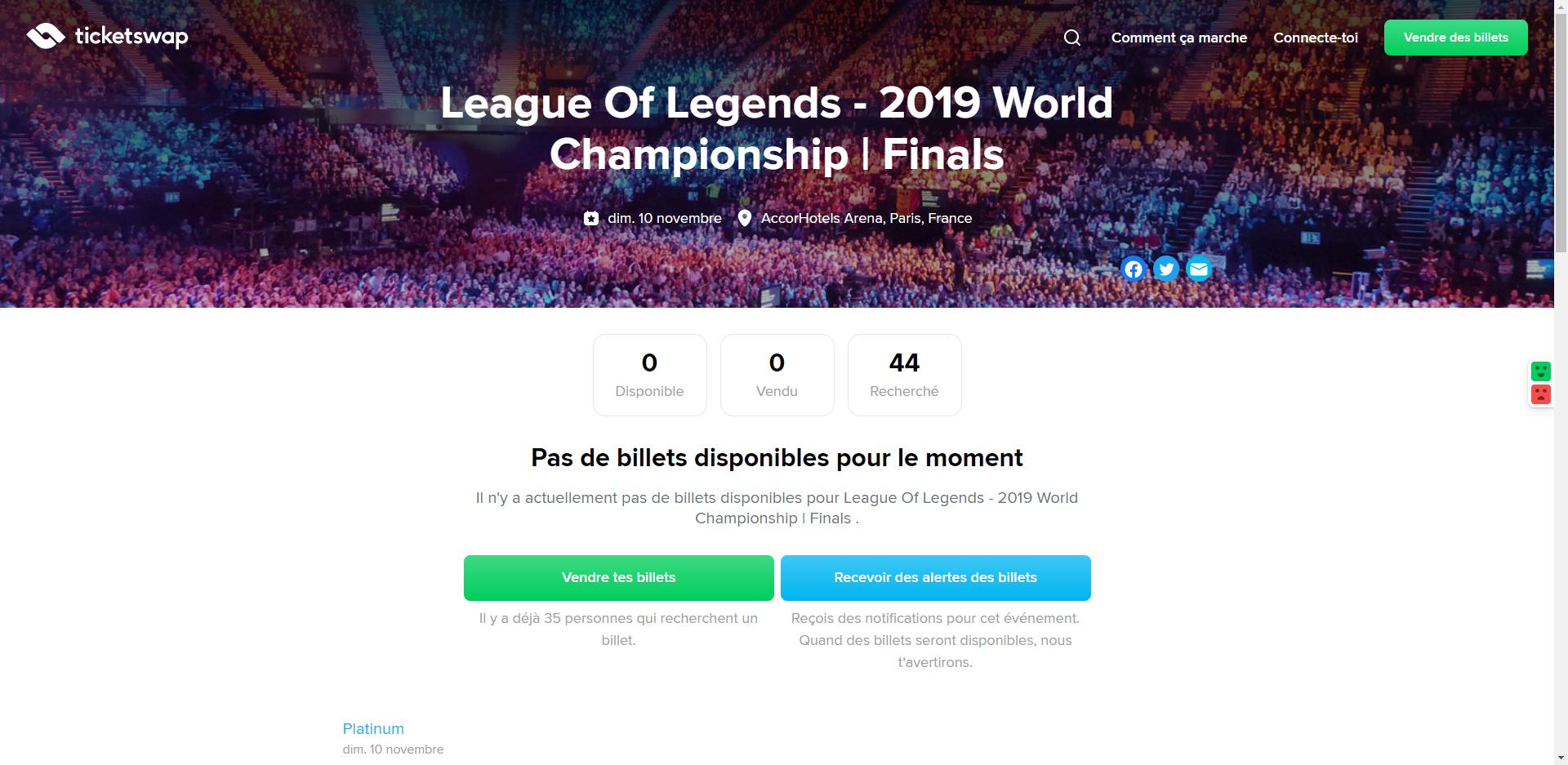 Comment acheter ses billets pour la finale des Worlds grâce à Ticketswap