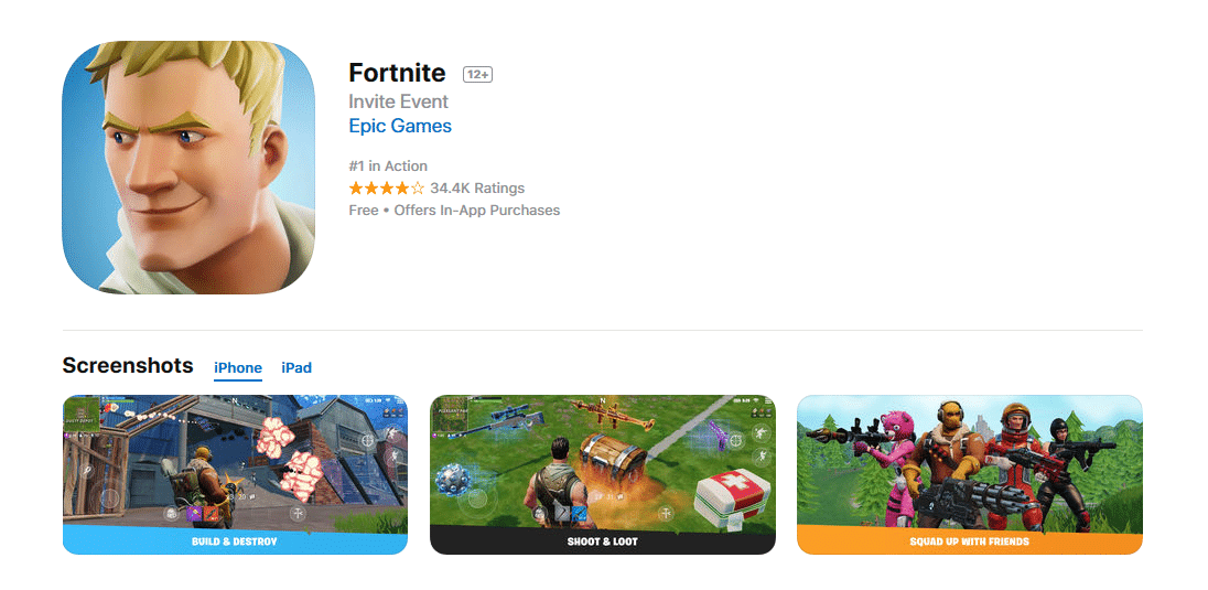 Deuxième Vague d'emails pour Fortnite iOS