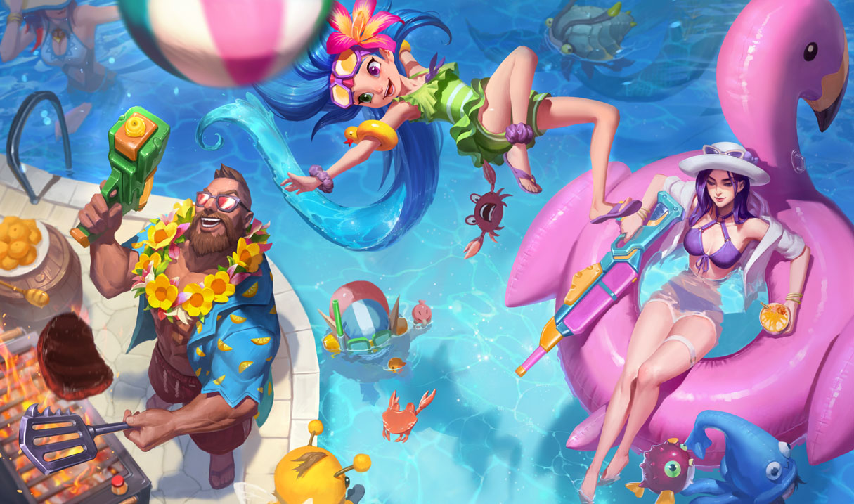 Skins Pool-Party pour Zoé, Caitlyn & GP