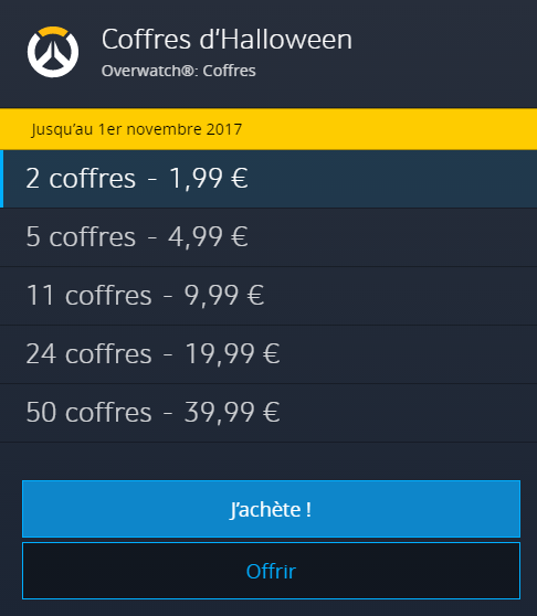 Vous pouvez maintenant offrir des coffres