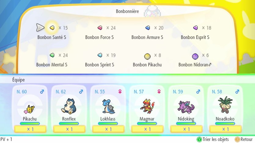 Pokémon Let's Go Bonbons Statistiques