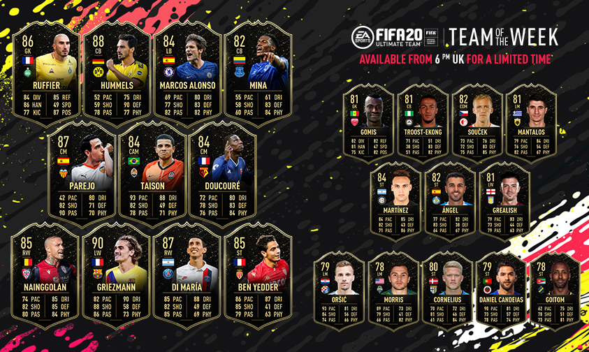 Toutes les TOTW sur FUT 20