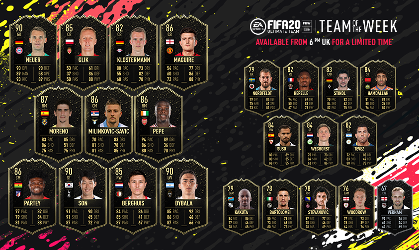 Toutes les TOTW sur FUT 20