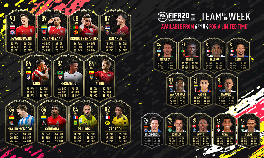 Toutes les TOTW sur FUT 20